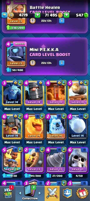 Cheap Clash Royale Account for Sale – 71K Gold 547 Gems Level 13 14/16Cards 33 Emotes! - Quickgameshop
