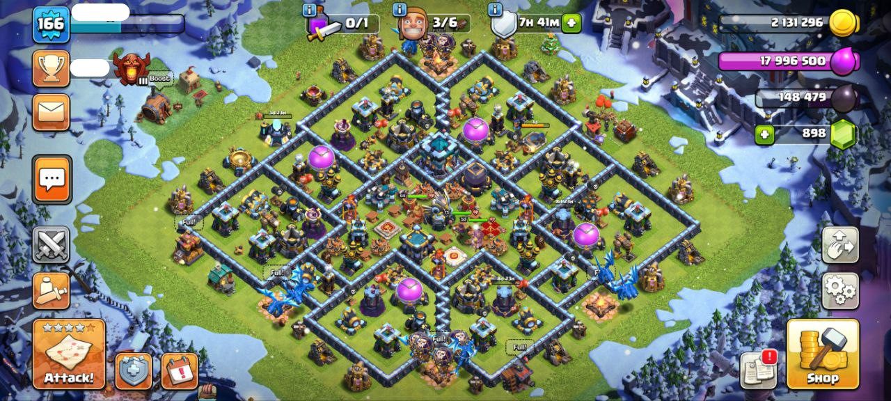 TH13 LeveL 166 King 64 Queen 75 Warden 50 Champion 12