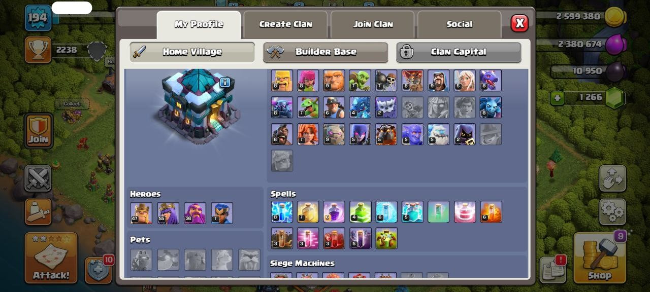 TH13 COC ACCOUNT Level 157 KB46-AQ50 -GW33-RC9