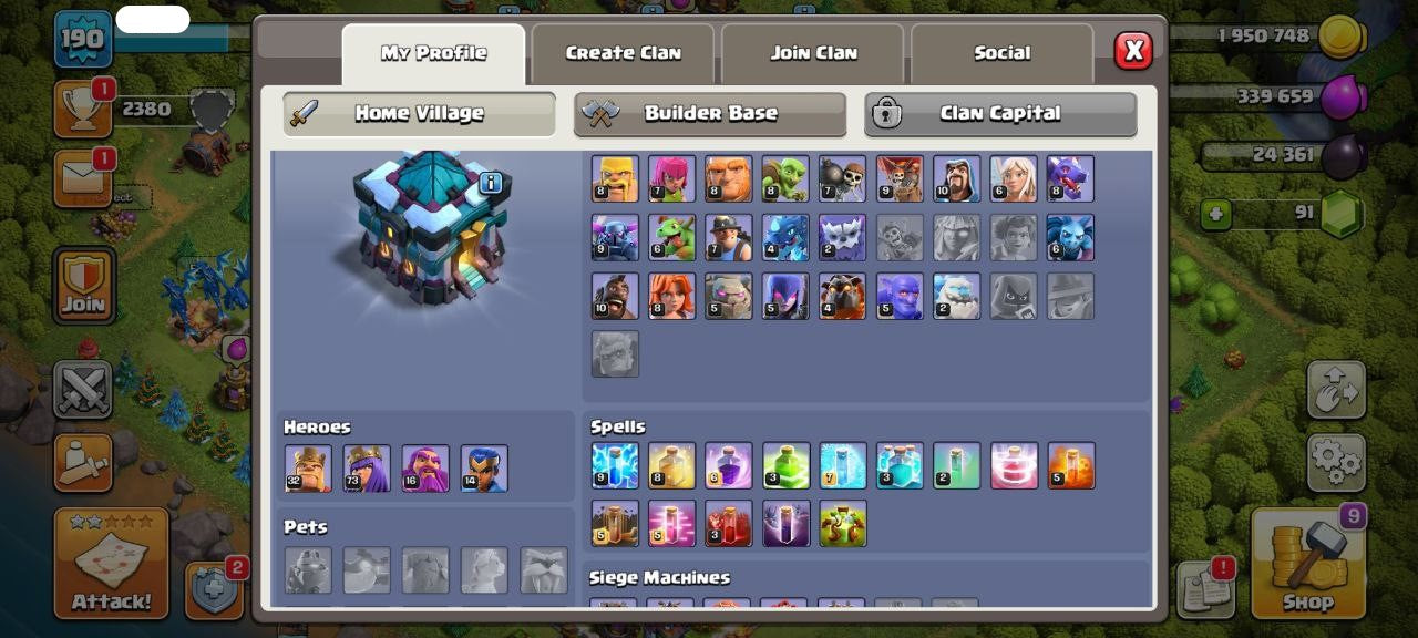 TH 13 COC ACCOUNT Level 190 KB32-AQ73 -GW16-RC14