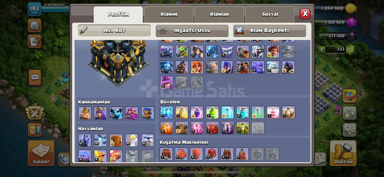 COC Account TH17 Level 193 KB65-AQ66 -GW51-RC54-MK30